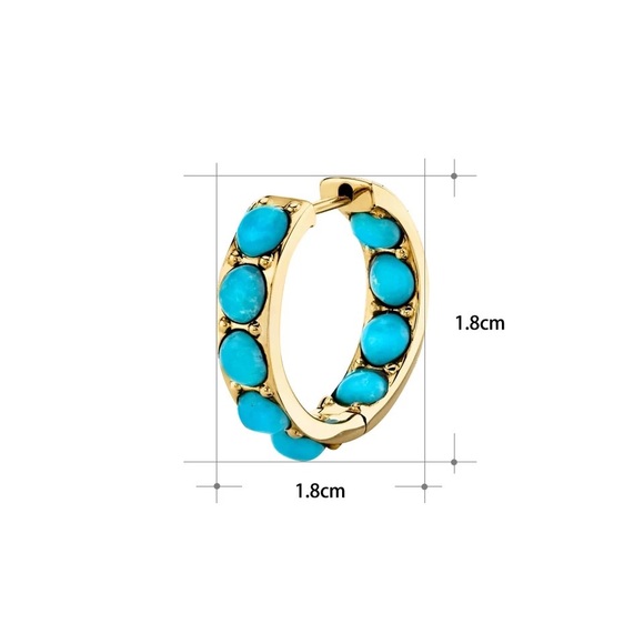 Addilyn Gold & Turquoise Beaded Hoop Earrings - Picture 6 of 7